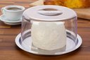 Ver imagem 2 de Prato para Guardar Queijo Minas na Geladeira Base Inox Cupula Acrilico Multiuso 16cm Mini Boleira
