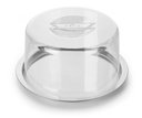 Ver imagem 1 de Prato para Guardar Queijo Minas na Geladeira Base Inox Cupula Acrilico Multiuso 16cm Mini Boleira