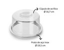 Ver imagem 3 de Prato para Guardar Queijo Minas na Geladeira Base Inox Cupula Acrilico Multiuso 16cm Mini Boleira