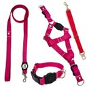 Ver imagem 1 de Conjunto Coleira, Peitoral Guia e Cinto para Cachorro - Tamanho Pequeno - Modelo Pink