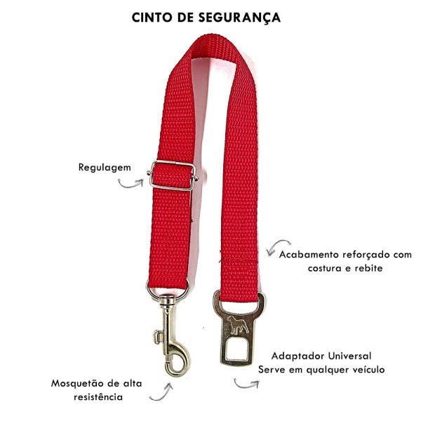 Conjunto coleira,peitoral, guia e cinto para cachorro - Tamanho Grande - Modelo Red - 4