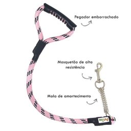 Conjunto peitoral e guia para cachorro - Tamanho Médio - Modelo Rosa - 4