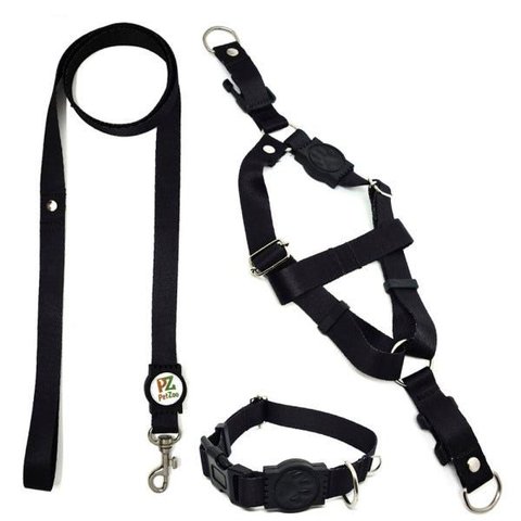 Conjunto Coleira,peitoral e Guia para Cachorro - Tamanho Grande - Modelo Black