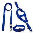 Ver imagem 1 de Conjunto Coleira, Peitoral e Guia para Cachorro - Tamanho Pequeno - Modelo Blue
