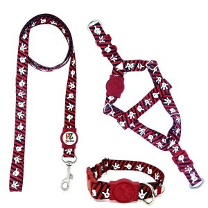 Conjunto coleira, peitoral e guia para cachorro - Tamanho Pequeno - Modelo Mickey