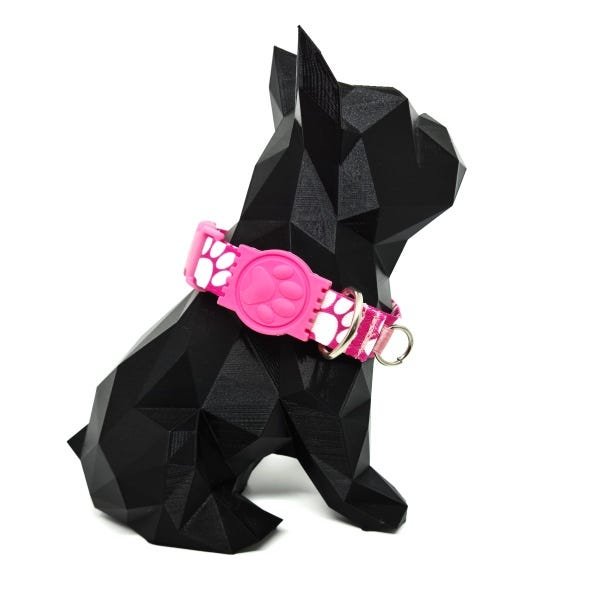 Conjunto coleira, peitoral e guia para cachorro - Tamanho Pequeno - Modelo Pata Rosa - 2