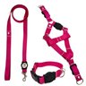 Conjunto coleira, peitoral e guia para cachorro - Tamanho Médio - Modelo Pink - 1