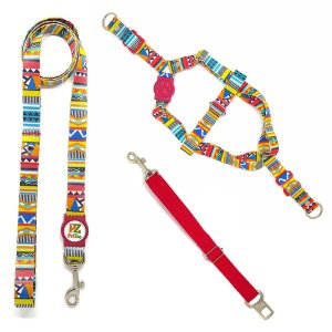 Conjunto peitoral, guia e cinto para cachorro - Tamanho Pequeno - Modelo Afrika