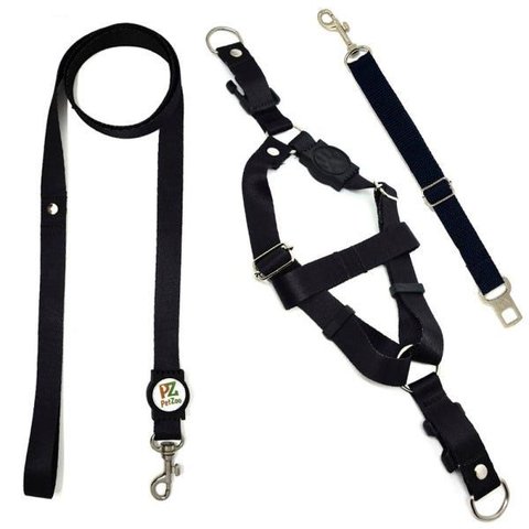 Conjunto Peitoral, Guia e Cinto para Cachorro - Tamanho Grande - Modelo Black