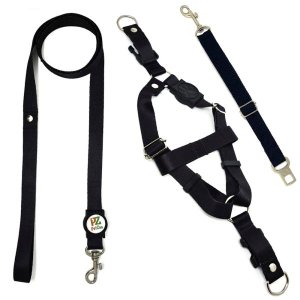 Conjunto peitoral, guia e cinto para cachorro - Tamanho Grande - Modelo Black