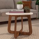 Ver imagem 1 de Mesa Centro Redonda 65cm para Sala Mdf Rexxar Cedro/off A09 - Mpozenato