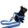 Conjunto peitoral, guia e cinto para cachorro - Tamanho Médio - Modelo Listrado Azul - 2