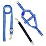 Conjunto peitoral, guia e cinto para cachorro - Tamanho Médio - Modelo Listrado Azul - 1