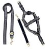 Conjunto peitoral, guia e cinto para cachorro - Tamanho Pequeno - Modelo Listrado Preto - 1