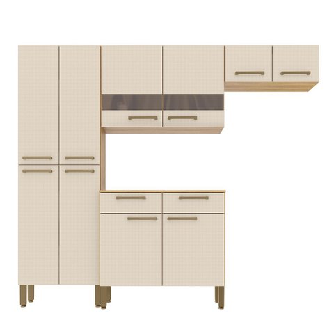Cozinha (com Balcão) 8 Portas 2 Portas de Vidro 2 Gavetas Nala Plus Freijo/soft - Ssx Multicoisas