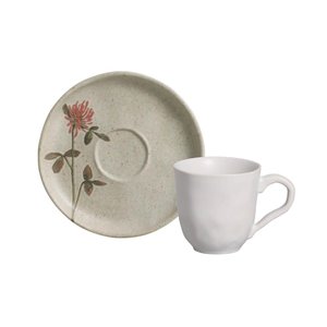 Conjunto C/ 6 Xícaras de Café C/ 6 Pires Bio Stoneware Campestre 120ml