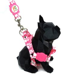 Conjunto Peitoral e Guia para Cachorro - Tamanho Grande - Modelo Pata Rosa - 2