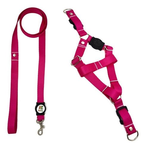 Conjunto Peitoral e Guia para Cachorro - Tamanho Pequeno - Modelo Pink