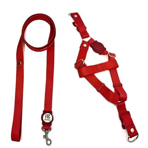 Conjunto Peitoral e Guia para Cachorro - Tamanho Médio - Modelo Red