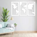 Ver imagem 1 de Quadro Decoração Vazado Mapa Mundi Mdf 6mm Branco 100x60 Cm