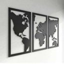 Ver imagem 3 de Quadro Decoração Vazado Mapa Mundi Mdf 6mm Branco 100x60 Cm