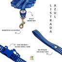 Ver imagem 2 de Conjunto Peitoral e Guia para Cachorro - Tamanho Médio - Modelo Listrado Azul