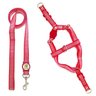 Conjunto peitoral e guia para cachorro - Tamanho Médio - Modelo Listrado Vermelho - 1