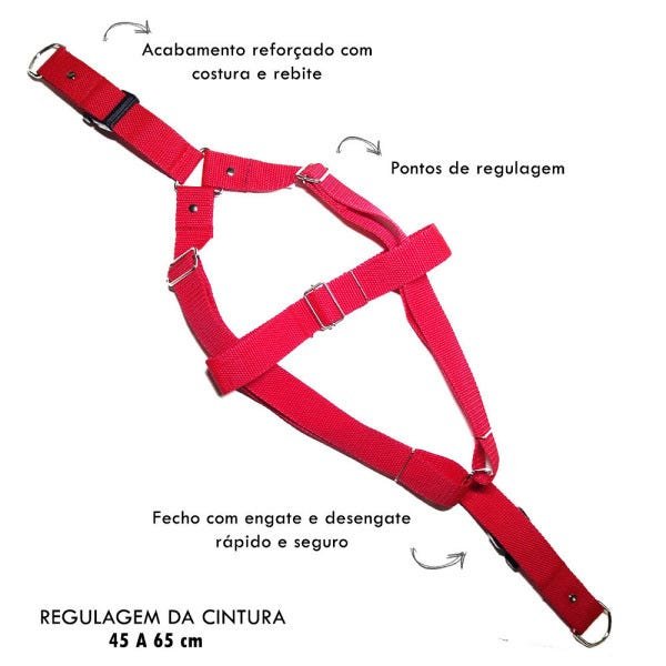 Peitoral para Cachorro - Tamanho Médio - Básico Vermelho