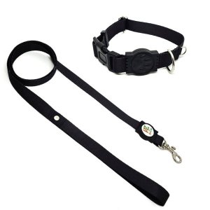 Conjunto coleira e guia para cachorro - Tamanho Pequeno - Modelo Black
