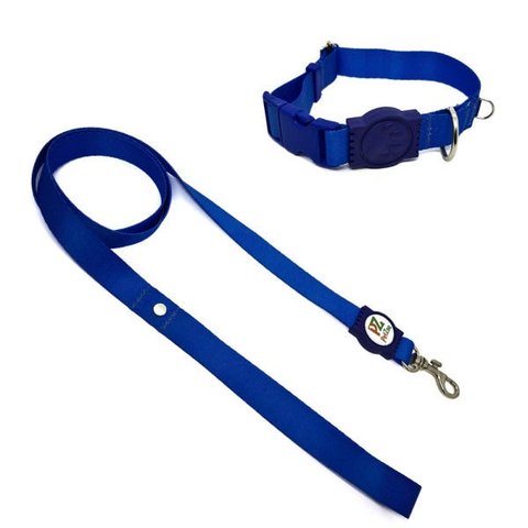 Conjunto coleira e guia para cachorro - Tamanho Pequeno - Modelo Blue