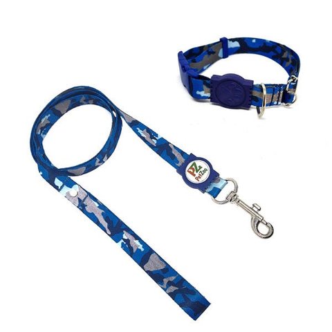 Conjunto coleira e guia para cachorro - Tamanho Pequeno - Modelo Camuflado