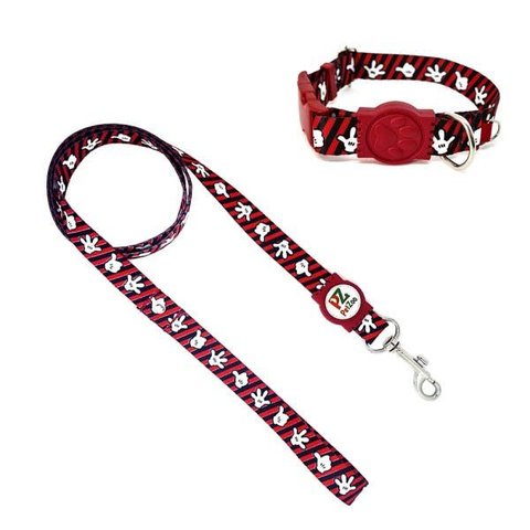 Conjunto Coleira e Guia para Cachorro - Tamanho Pequeno - Modelo Mickey