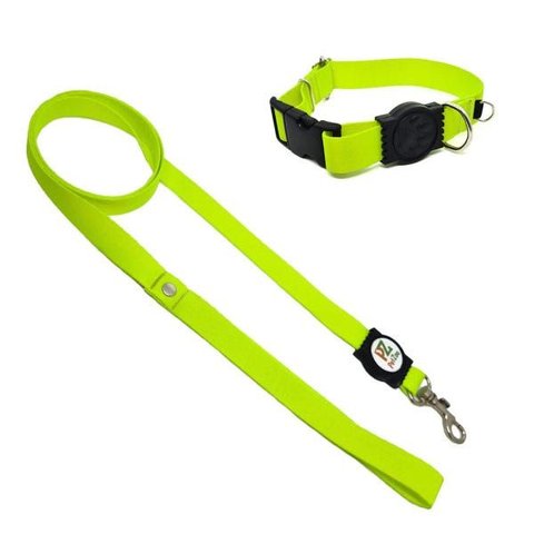 Conjunto Coleira e Guia para Cachorro - Tamanho Médio - Modelo Neon