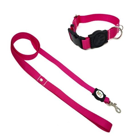 Conjunto Coleira e Guia para Cachorro - Tamanho Pequeno - Modelo Pink