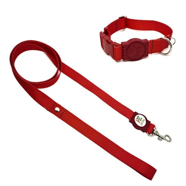 Conjunto coleira e guia para cachorro - Tamanho Médio - Modelo Red