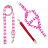 Conjunto Peitoral, Guia e Cinto para Cachorro - Tamanho Grande - Modelo Pata Rosa - 1