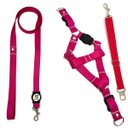 Ver imagem 1 de Conjunto Peitoral, Guia e Cinto para Cachorro - Tamanho Médio - Modelo Pink