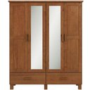Ver imagem 2 de Guarda Roupa Solteiro com Espelho 4 Portas 2 Gavetas Madeira Maciça Selena F06 Castanho - Lyam