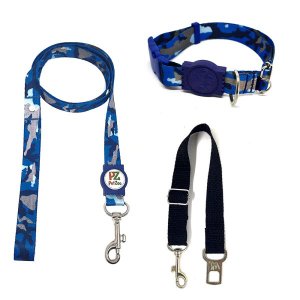 Conjunto coleira, guia e cinto para cachorro - Tamanho Pequeno - Modelo Camuflado