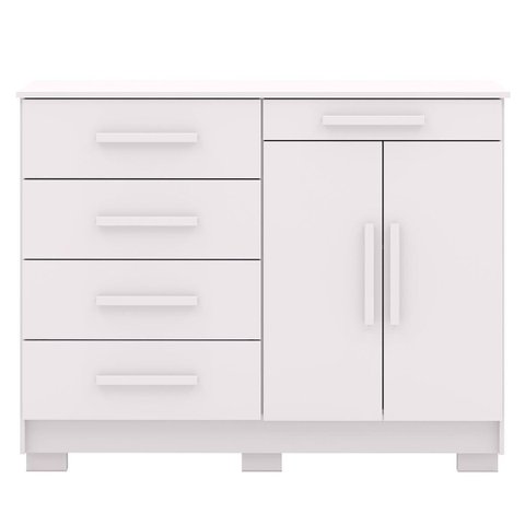 Cômoda Grande Sapateira Quarto 5 Gavetas 2 Portas Sirios Branco
