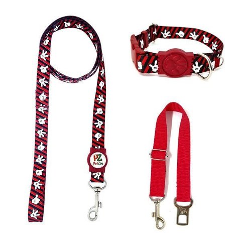 Conjunto Coleira, Guia e Cinto para Cachorro - Tamanho Médio - Modelo Mickey