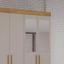 Ver imagem 5 de Guarda-roupa Solteiro 4 Portas 2 Gavetas Estrela Premium com Espelho Salleto Cinamomo/off White