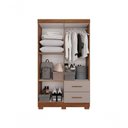 Ver imagem 2 de Guarda-roupa Solteiro 4 Portas 2 Gavetas Estrela Premium com Espelho Salleto Cinamomo/off White