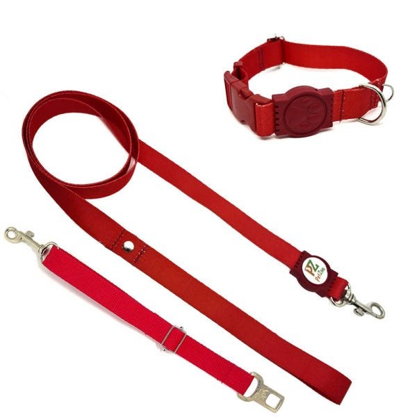Conjunto coleira, guia e cinto para cachorro - Tamanho Grande - Modelo Red