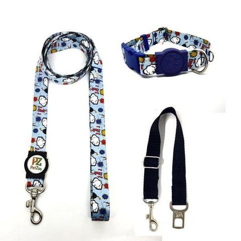 Conjunto Coleira, Guia e Cinto para Cachorro - Tamanho Grande - Modelo Thunder