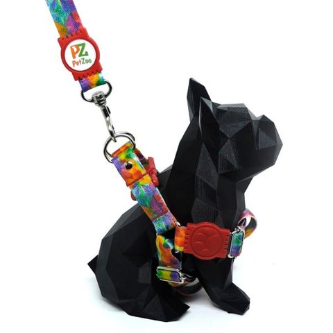 Conjunto peitoral e guia para cachorro - Tamanho Pequeno - Modelo Aquarela