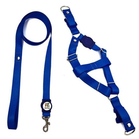 Conjunto Peitoral e Guia para Cachorro - Tamanho Pequeno - Modelo Blue