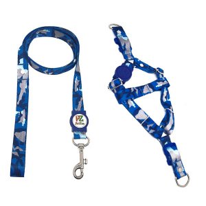 Conjunto Peitoral e Guia para Cachorro - Tamanho Médio - Modelo Camuflado