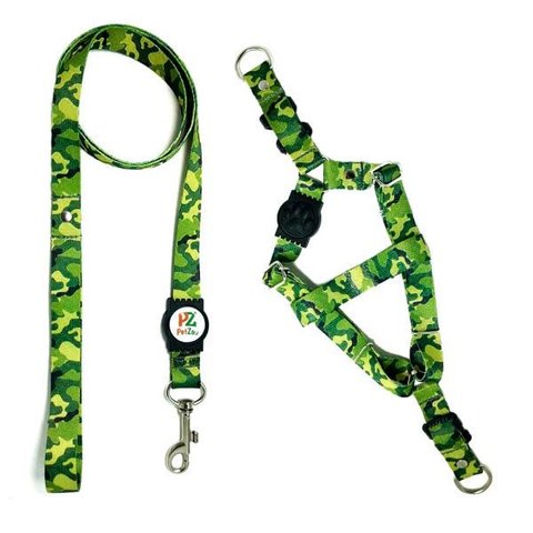 Conjunto Peitoral e Guia para Cachorro - Tamanho Pequeno - Modelo Exercito