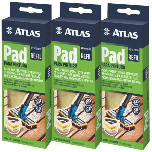 Refil de Pad para Pintura Deck Madeira Verniz | Atlas | Kit 03 Un